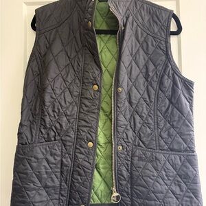 Barbour Black Quilted Vest with Green Interior